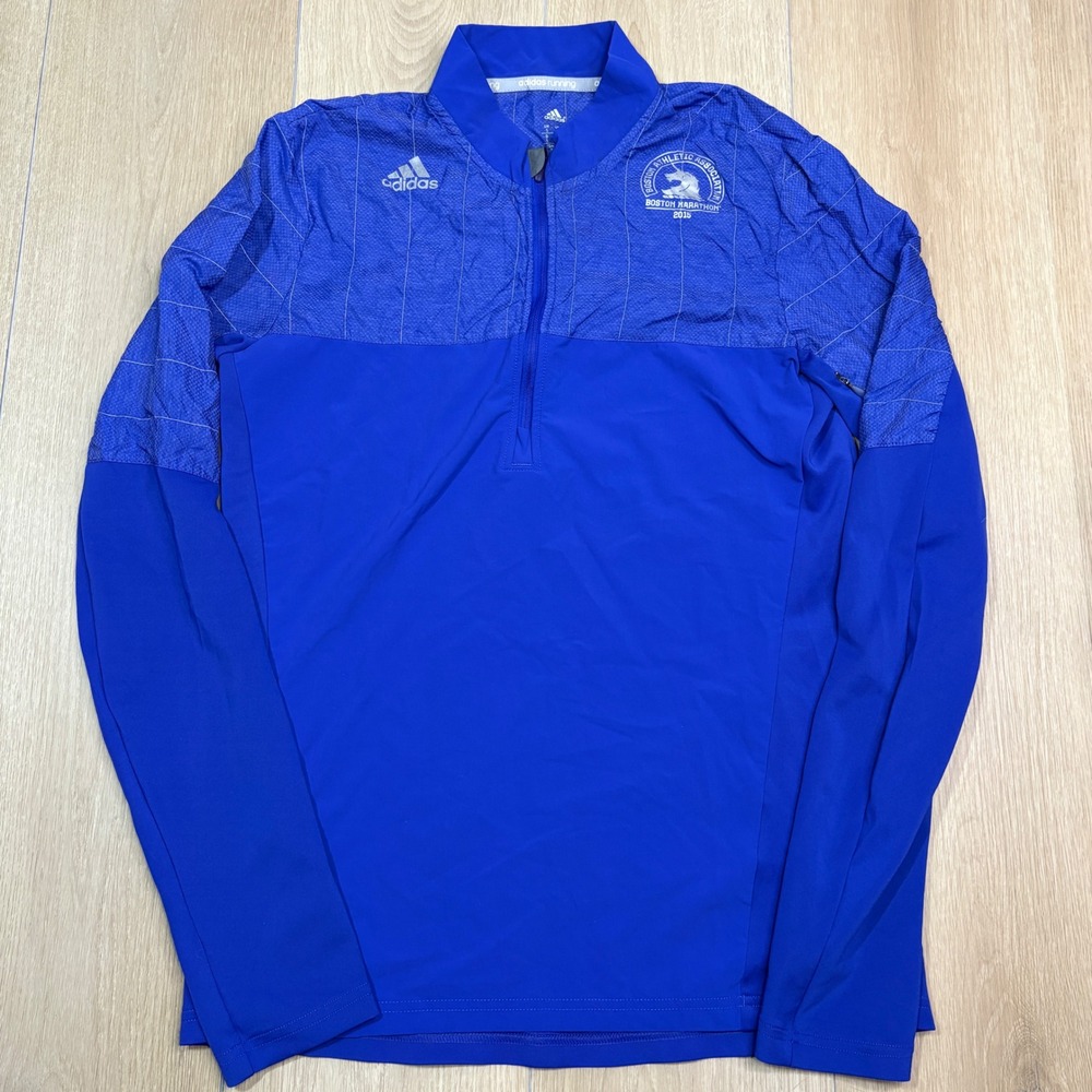 Adidas Boston Marathon 2015 Women's Supernova Climaproof 1/4 Zip Blue Small